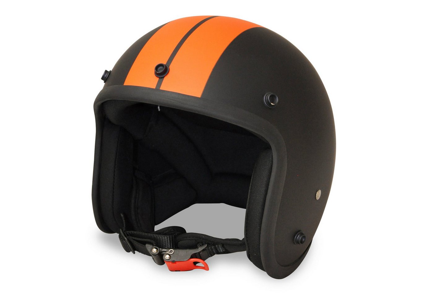 Alpha Speeds Motorradhelm ATELIER — Classic Racer, Jet-Helm • Fiberglas • Matt Schwarz, nur ca. 800 g, inkl. herausnehmbare Wangenpolster, Slim & Smart Fit