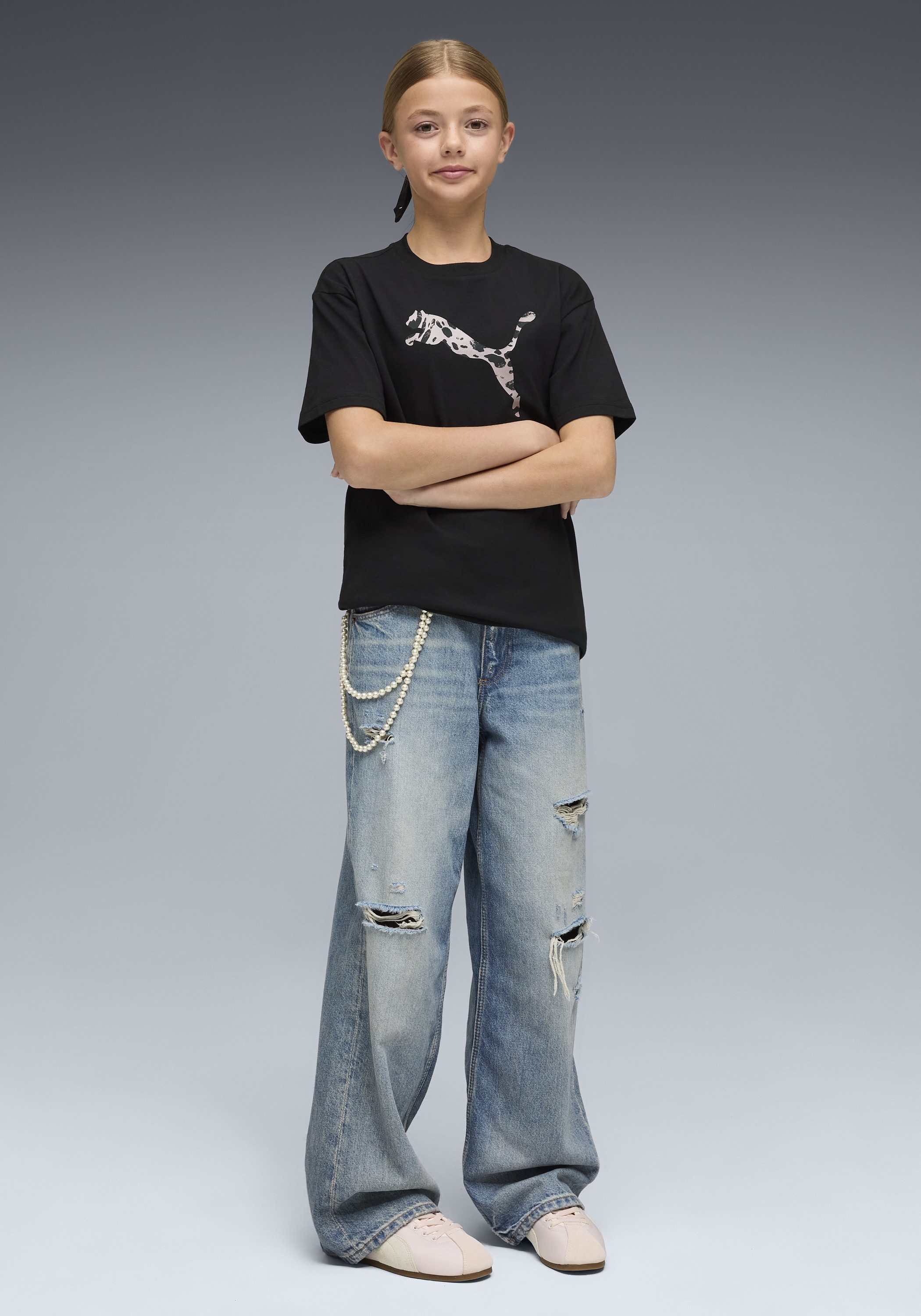 PUMA T-Shirt ESS GRAPHIC ANIMAL RELAXED TEE G für Jugendliche, Kurzarm, mit Print-Applikation, Rundhalsausschnitt