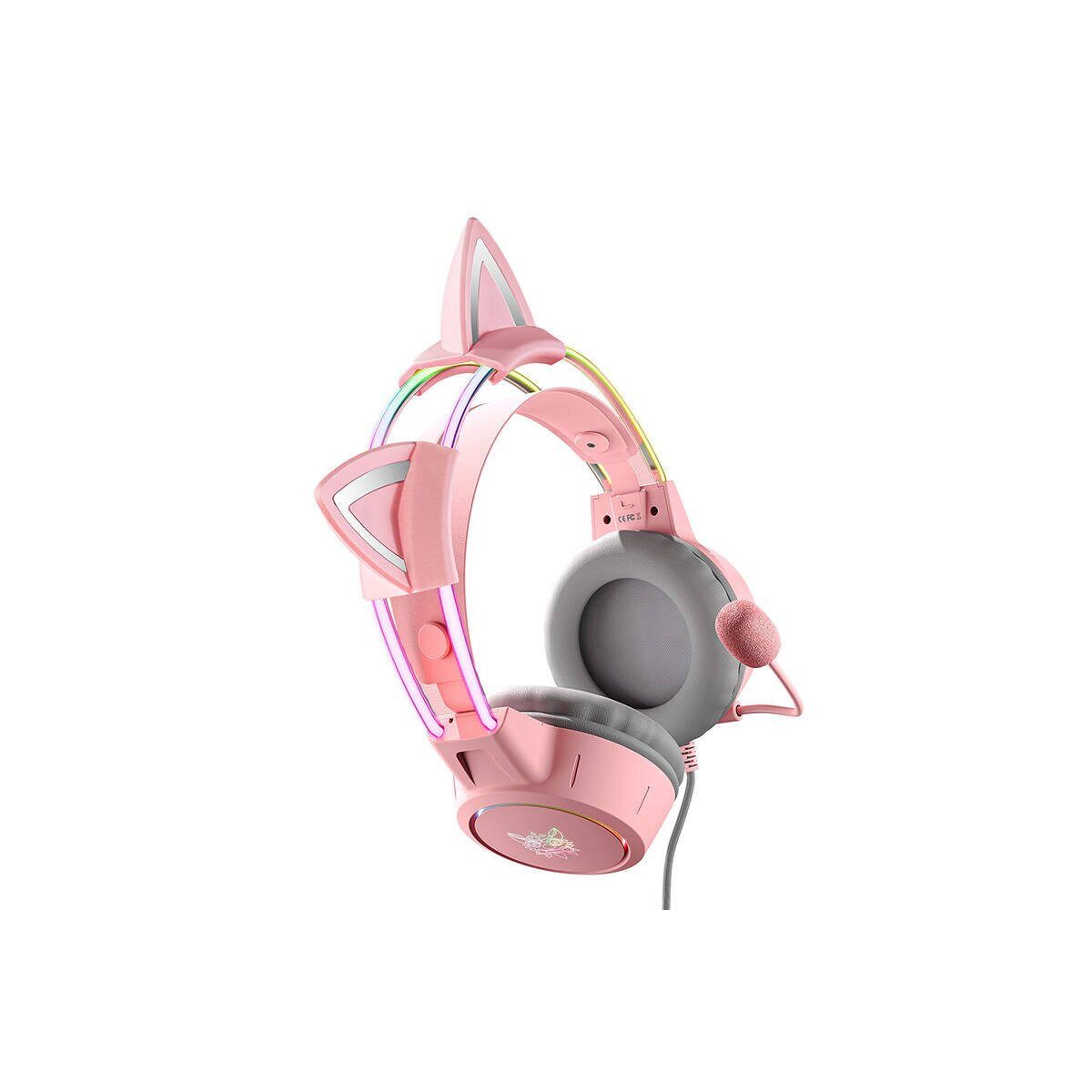 ONIKUMA ONIKUMA X15Pro Pink Gaming Headset Katzenohren On-Ear-Kopfhörer – Bild 5 von 5