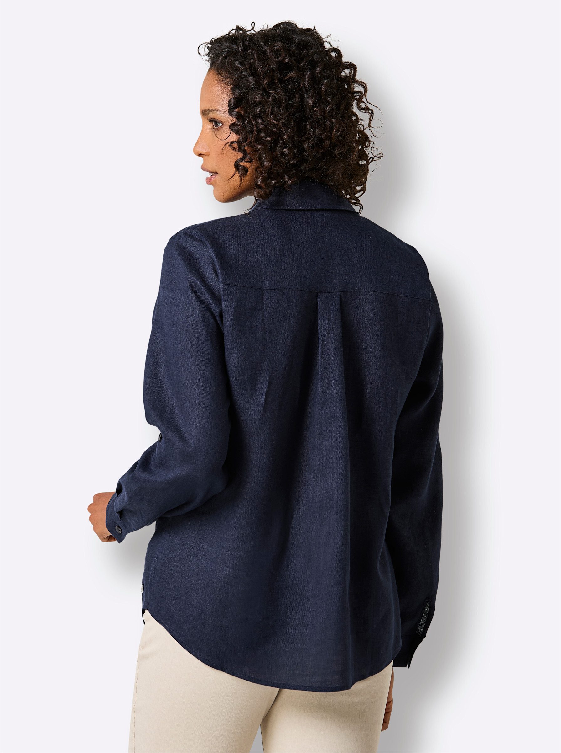 creation L Klassische Bluse Leinen-Bluse Langarm