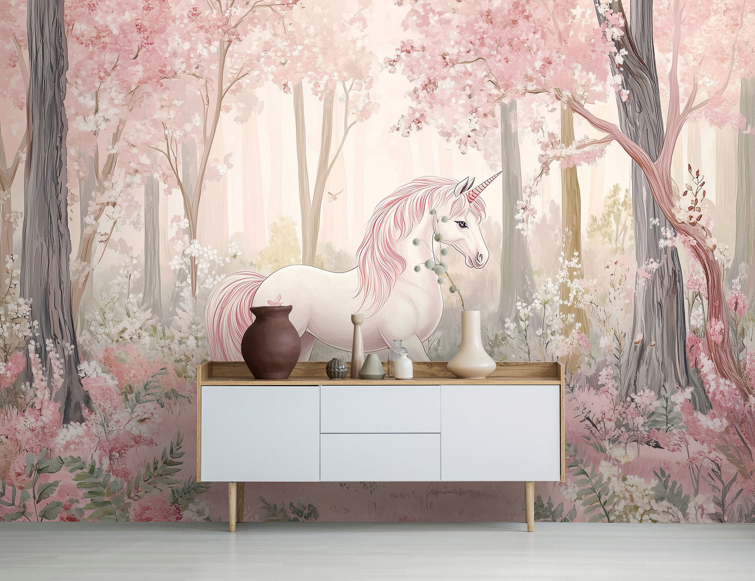 Wallarena Fototapete Kinderzimmer Mädchen Einhorn Rosa Kinder Vlies Tapete günstig online kaufen