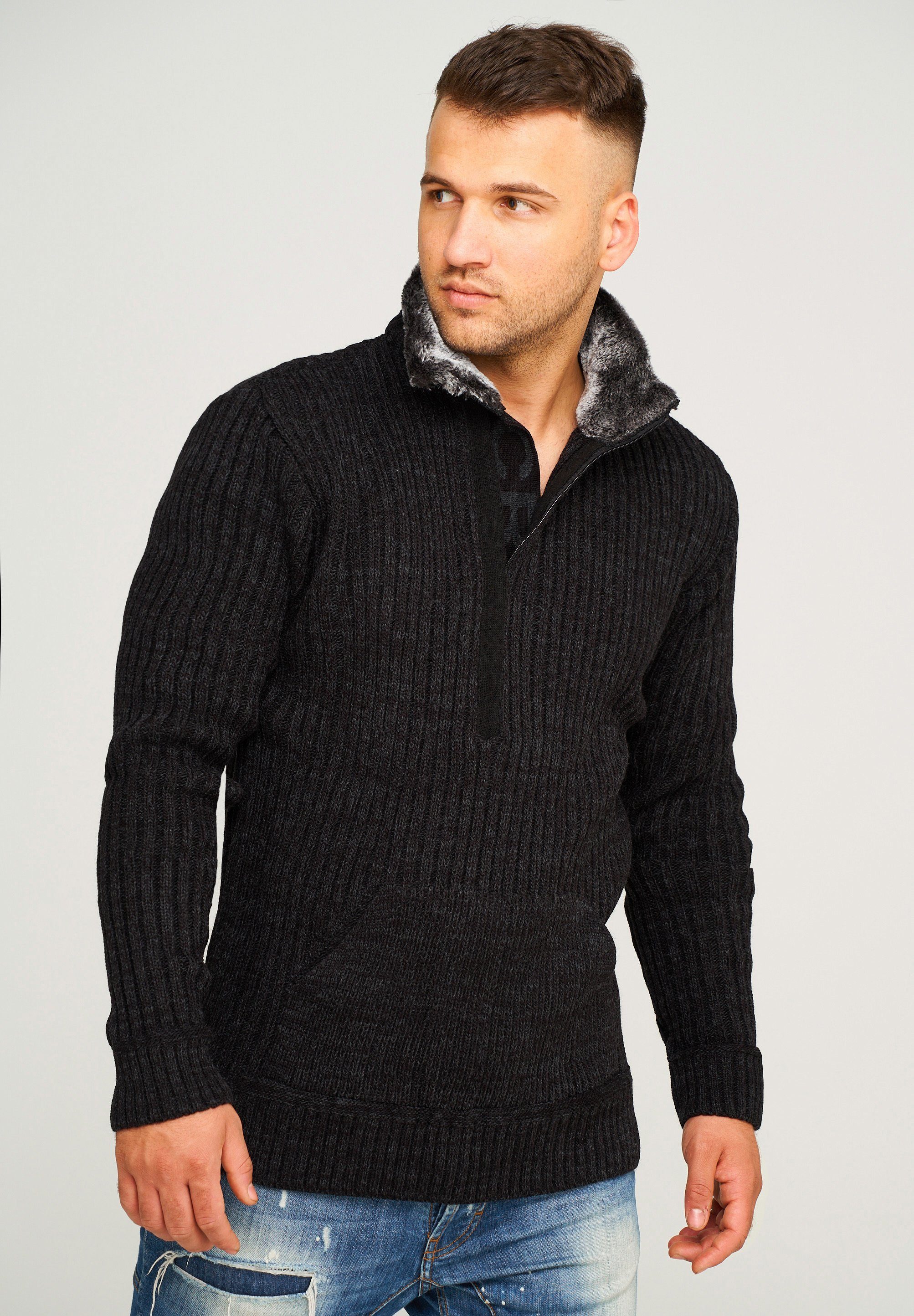 CARISMA Strickpullover CRSORTLAND Grobstrick Troyer Pullover mit Kunstfell günstig online kaufen