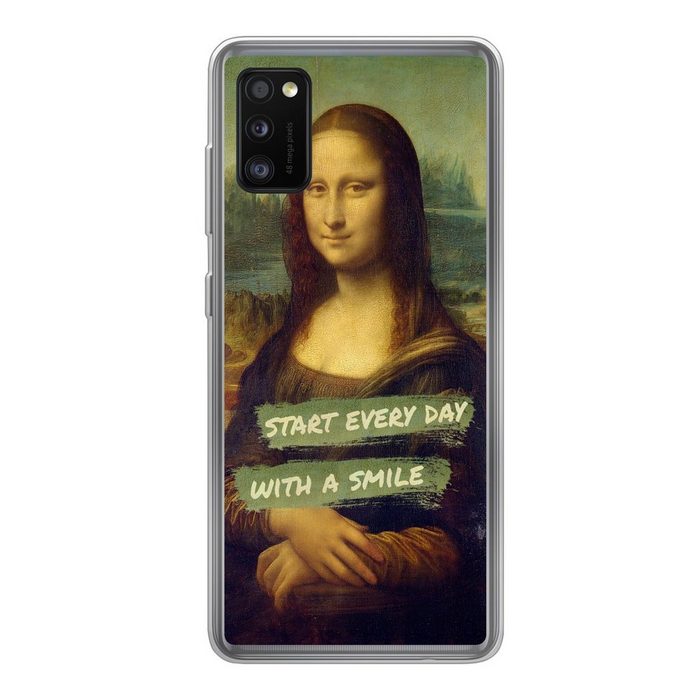 MuchoWow Handyhülle Mona Lisa - Zitat - Da Vinci Handyhülle Samsung Galaxy A41 Smartphone-Bumper Print Handy
