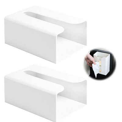 BEARSU Serviettenhalter »Taschentuchspender Wandmontage Serviettenhalter Müllsackspender«, (2-tlg., Toilettenpapierspender ohne Bohren Taschentuchhalter aus Kunststoff), für Toilette Küche Wohnzimmer weiß 2er Pack
