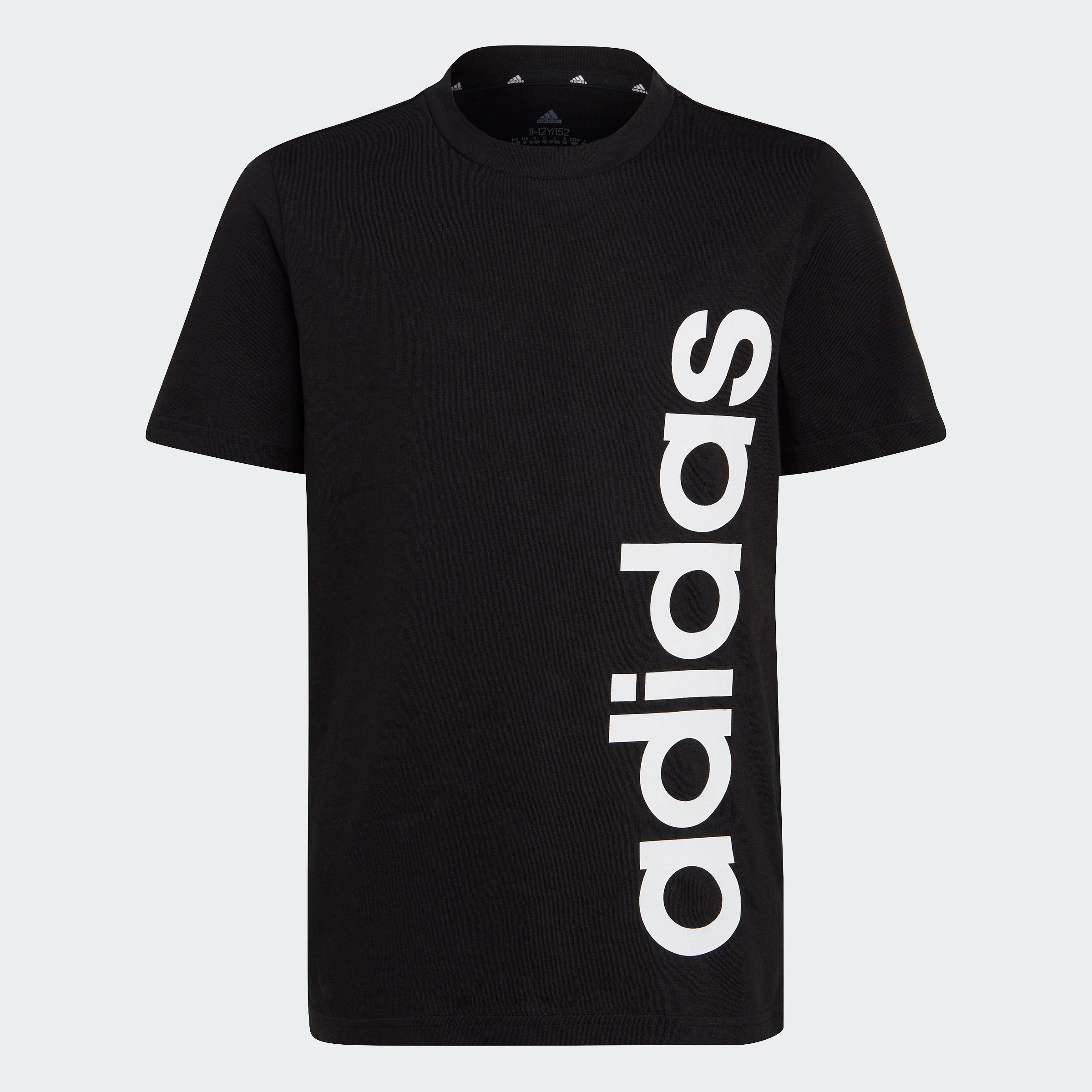 Black LINEAR T-Shirt adidas ESSENTIALS LOGO / COTTON White Sportswear