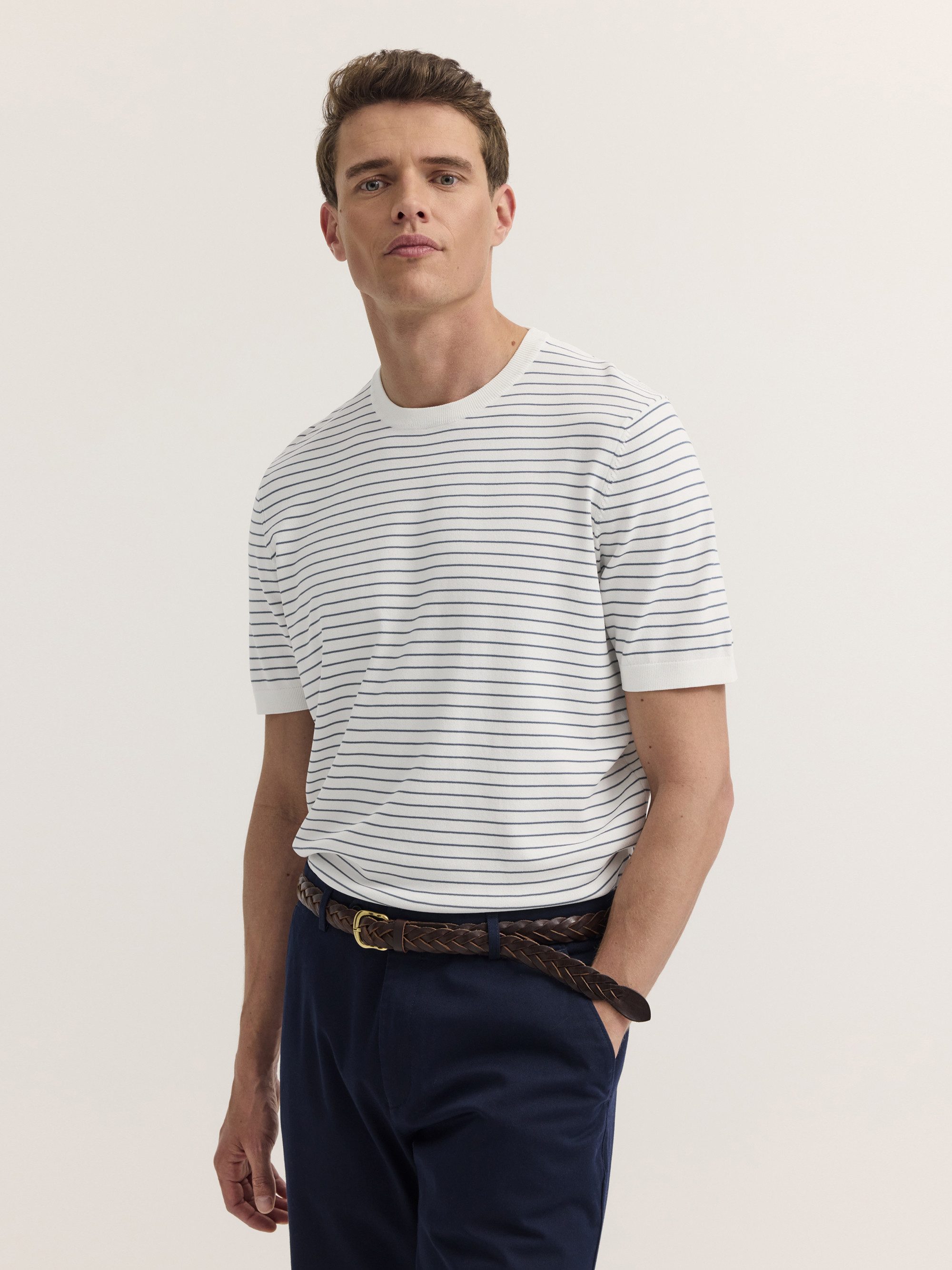 bugatti T-Shirt Regular Fit Regular Fit Gestreift Rundhals