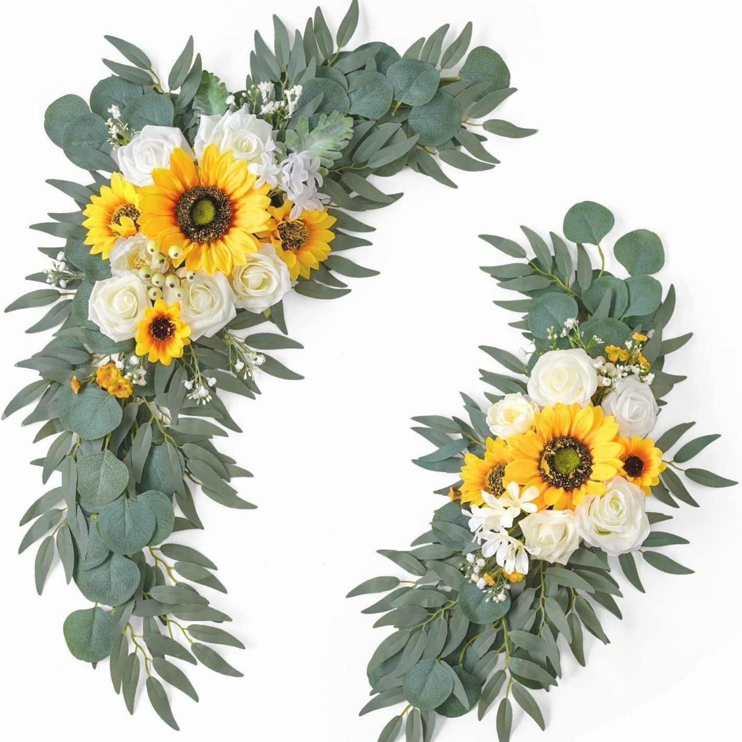 Kunstgirlande Hochzeitsbogen Blumen Set Gelb 70cm x 36cm, LuxusKollektion