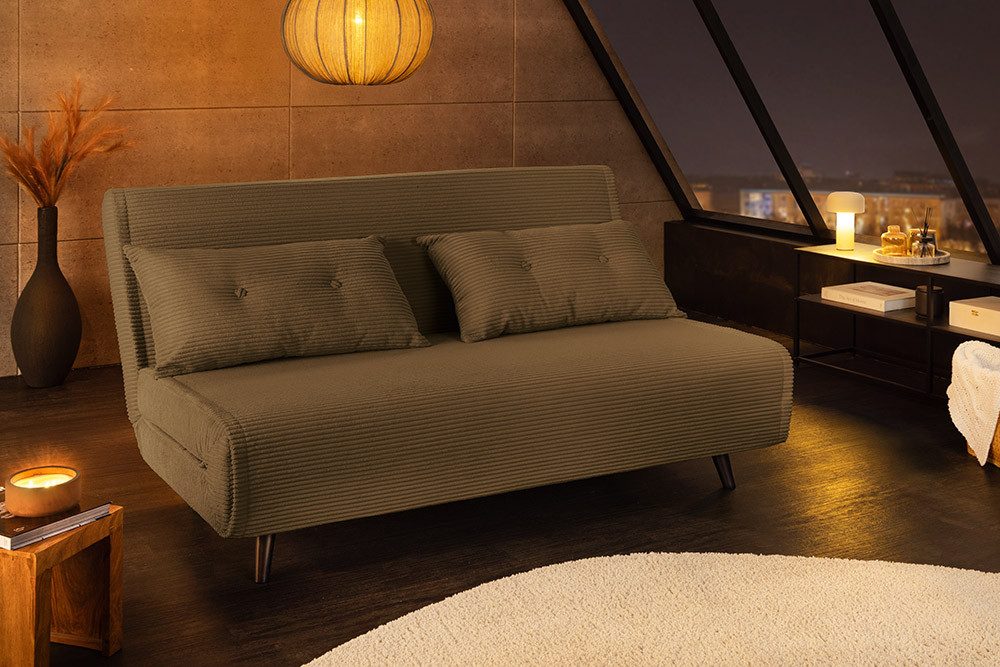 riess-ambiente Relaxsessel SMART MULTIFUNCTION 140cm grün - Cord, Bettfunktion, FSC-zertifiziert (Einzelartikel, 1-St), Ausziehbarer Schlafsessel - ideal für Arbeits-, Wohn- und Gästezimmer