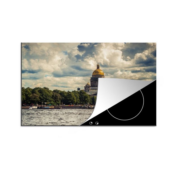 MuchoWow Herdblende-/Abdeckplatte Panoramablick auf die Izaak-Kathedrale in St. Petersburg Vinyl (1 tlg) Ceranfeldabdeckung für die küche Induktionsmatte