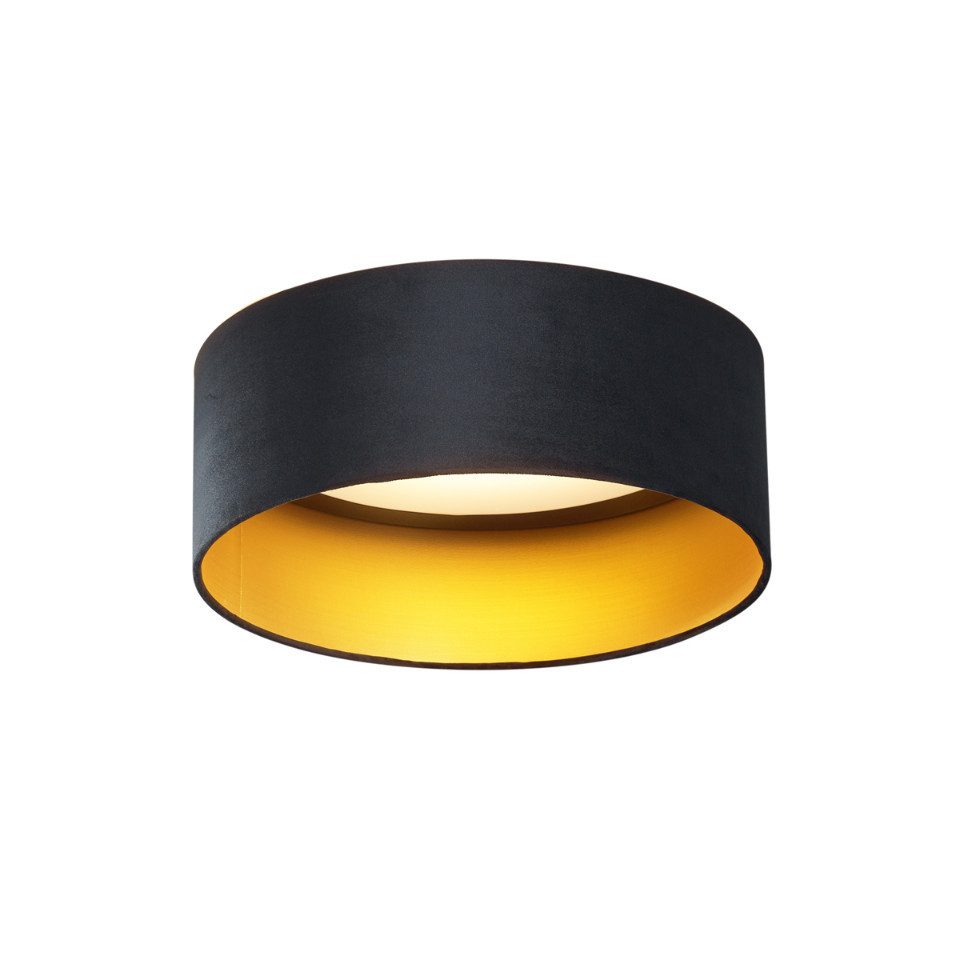 Qazqa Deckenleuchte Sue, LED fest integriert, Extra-Warmweiß, QAZQA Deckenleuchte, integrated, Schwarz, Velours, Modern