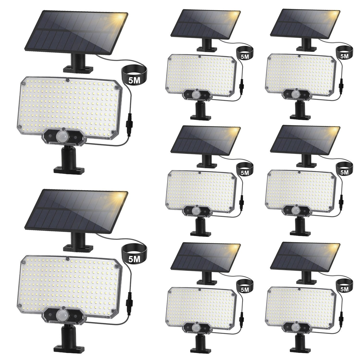 Clanmacy LED Solarleuchte 234 LED Solar Wandleuchte mit Bewegungsmelder Auß günstig online kaufen