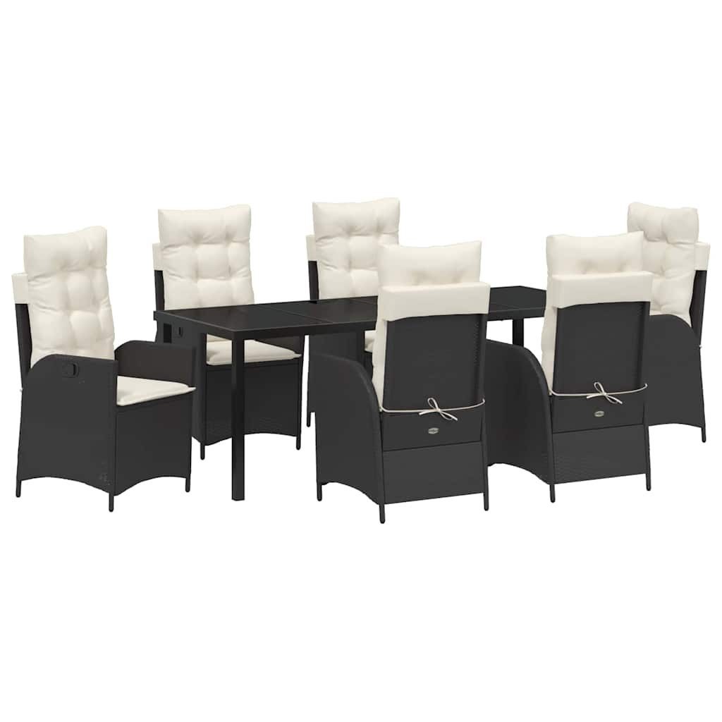 vidaXL Gartenlounge-Set Garten Essgruppe 7 stk. Schwarz Poly-Rattan, (7-tlg)