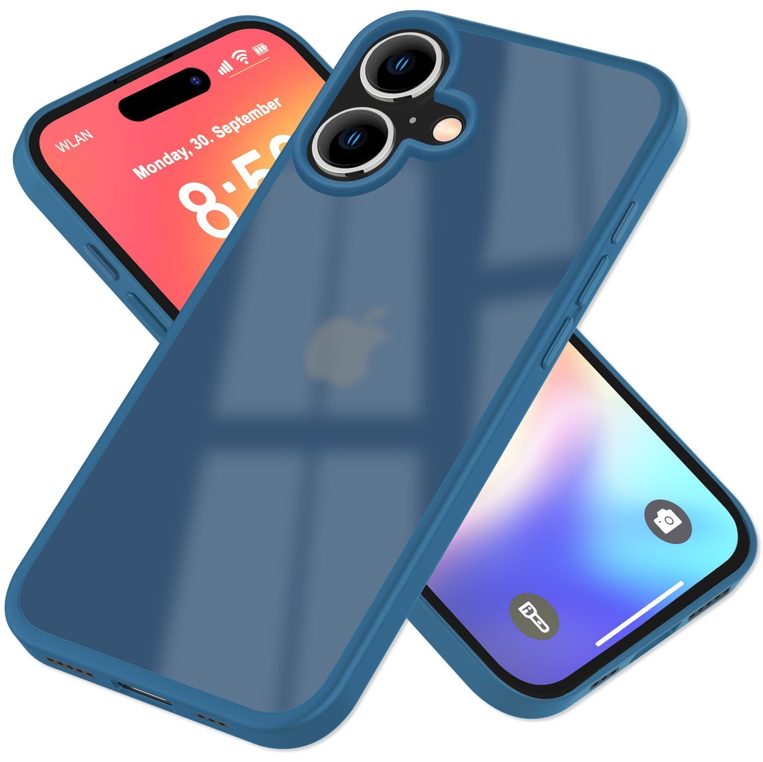 Nalia Smartphone-Hülle Apple iPhone 16 15,5 cm (6,1 Zoll), Matte Hybrid Hülle / Semi-Transparent / Hard Cover / Fallschutz Rahmen