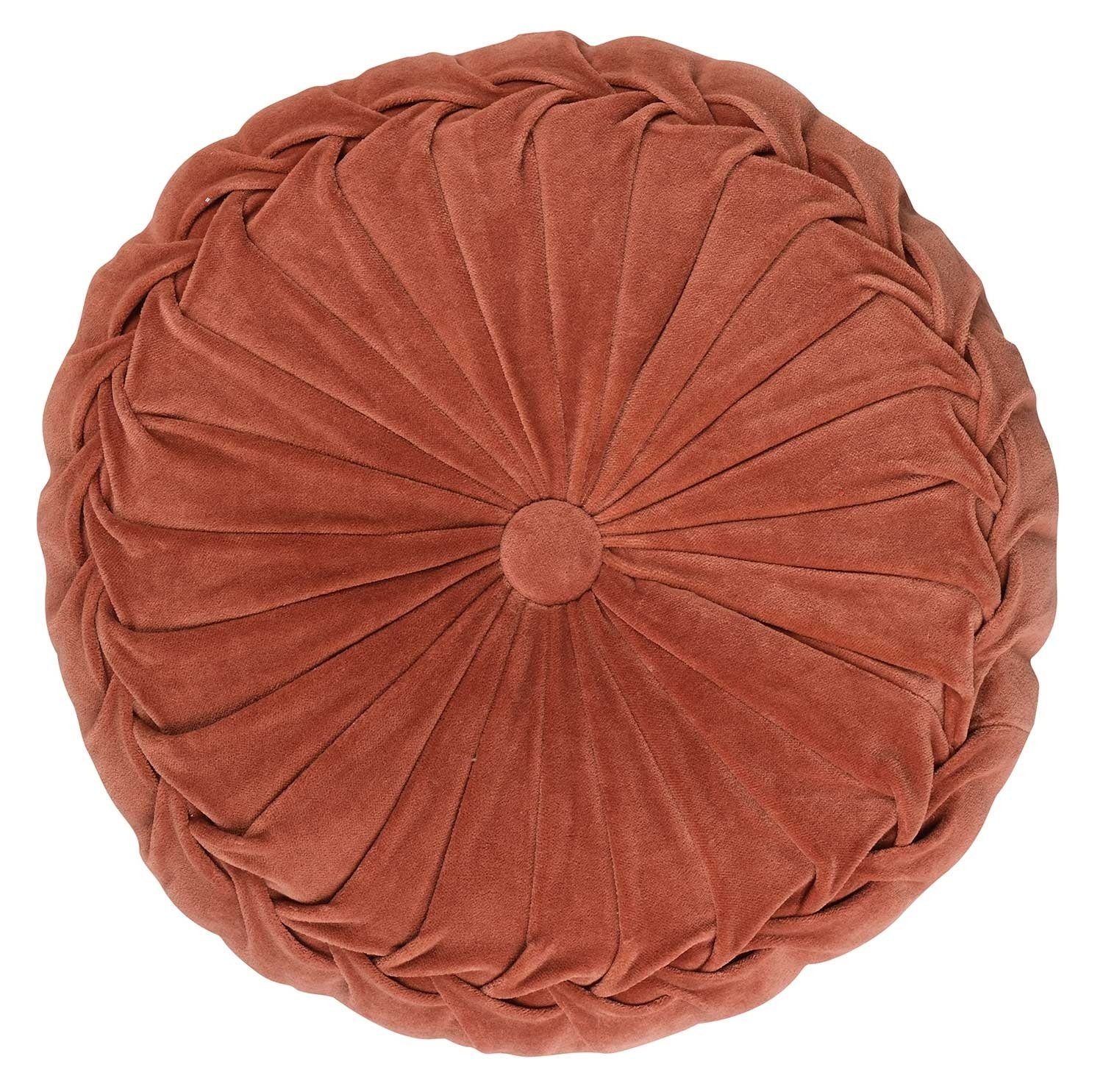 Dekokissen KANAN VELVET, Rot, Unifarben, Baumwolle, Ø 40 cm