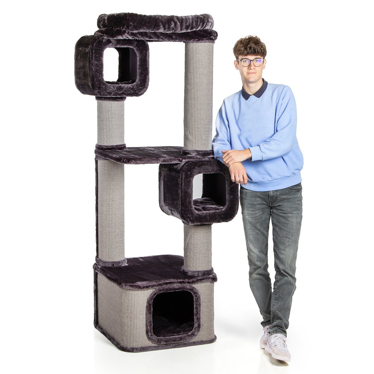 Canadian Cat Company Kratzbaum Ottawa, XXL mit Ø18 cm dicken Sisalsäulen, Katzenhäuschen, Katzenhöhle