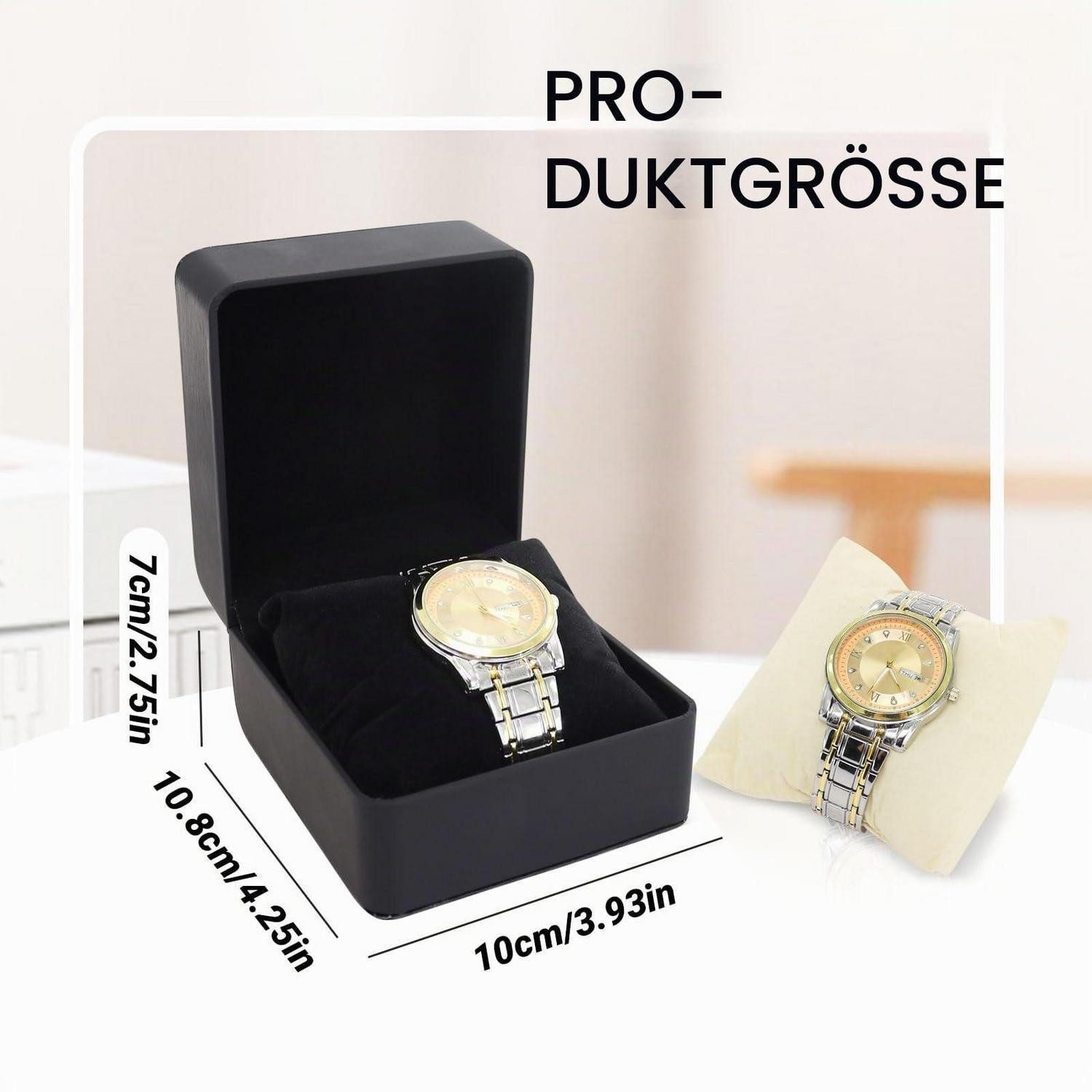LuxusKollektion Uhrenbox Uhrenbox Lederoptik Schwarz (1 St)