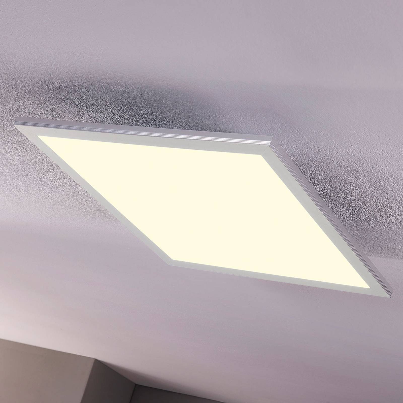 Lindby LED Panel Livel, LED-Leuchtmittel Leuchtmittel Modern, weiß, Aluminium, 1 fest flammig, silber, universalweiß, inkl. PMMA, verbaut