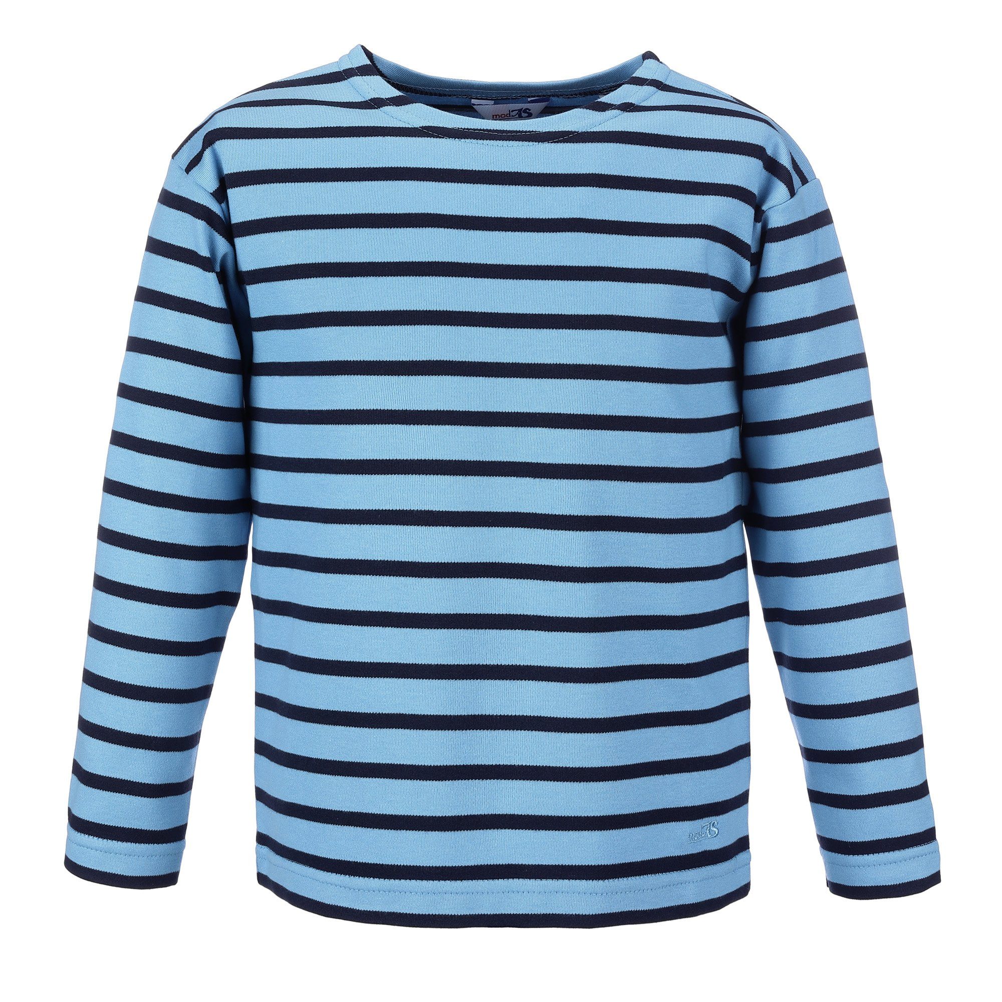 modAS Langarmshirt Bretonisches Shirt für Kinder Longsleeve mit Streifen Mädchen Jungen (47) azur / blau