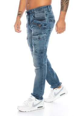 Cipo & Baxx Cargojeans Herren Cargo Jeans Hose im stylischen Cargo Design Ausgefallenes Stoffmuster und weicher Tragekomfort