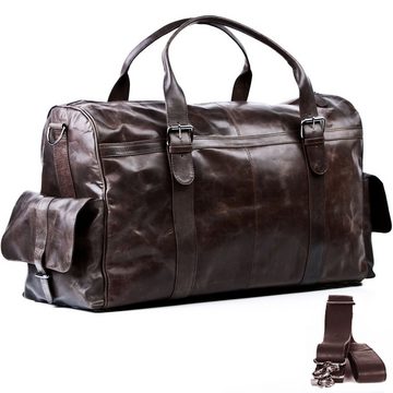 FEYNSINN Reisetasche Leder Weekender Unisex ASHTON, Echtleder Reisegepäck für Damen & Herren, Sporttasche XL braun