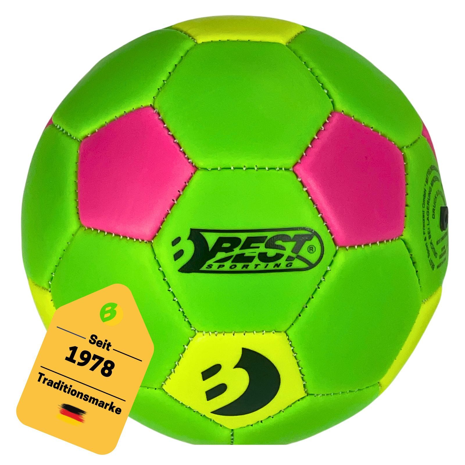 Spielball Mini Fußball - Grün/Gelb/Pink
