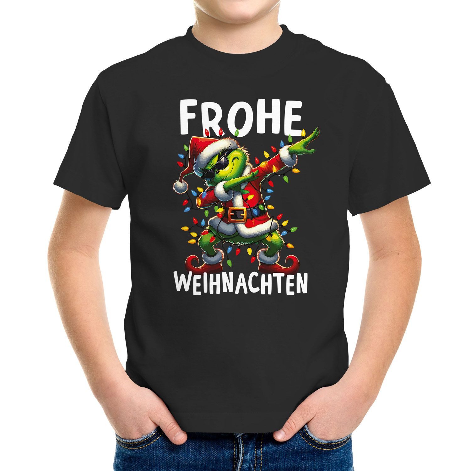Print-Shirt Kinder T-Shirt Frohe Weihnachten Grinch Dab Lustig Weihnachtsoutfit
