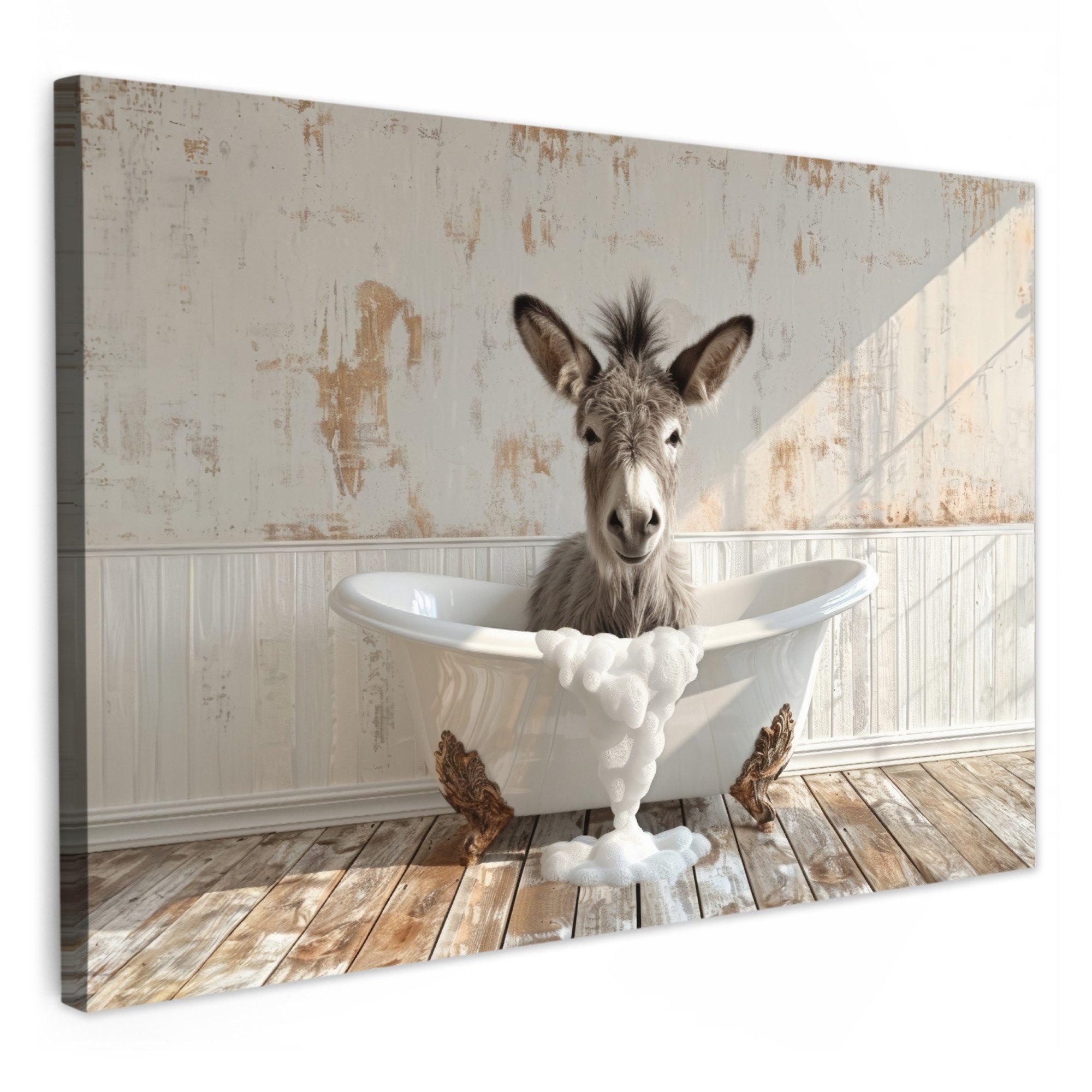 OneMillionCanvasses® Leinwandbild Esel - Tiere - Badewanne - Schaumstoff, F günstig online kaufen