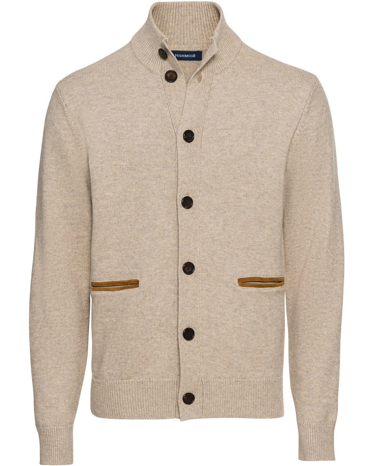 Highmoor Strickjacke Cardigan mit Lederdetails günstig online kaufen