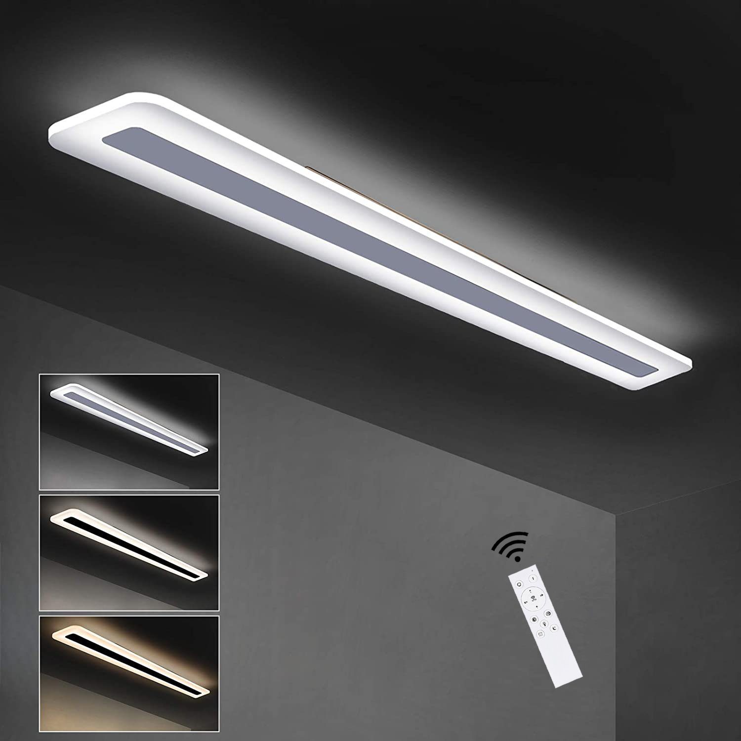ZMH LED Deckenleuchte Panel Fernbedienung weiß Schlaf- Bürolampe modern Flach Küche Balkon, LED fest integriert, Tageslichtweiß
