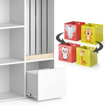 Vicco Stauraumschrank Spielzeugregal LUIGI Weiß + Faltboxen Elefant/Tiger