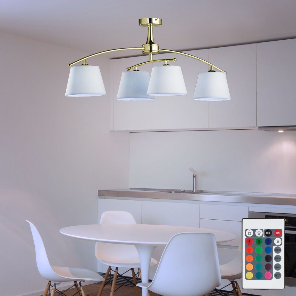 etc-shop LED Deckenleuchte, Leuchtmittel inklusive, Warmweiß, Farbwechsel, Decken Leuchte Textil Ess Zimmer Dimmer schwenkbar