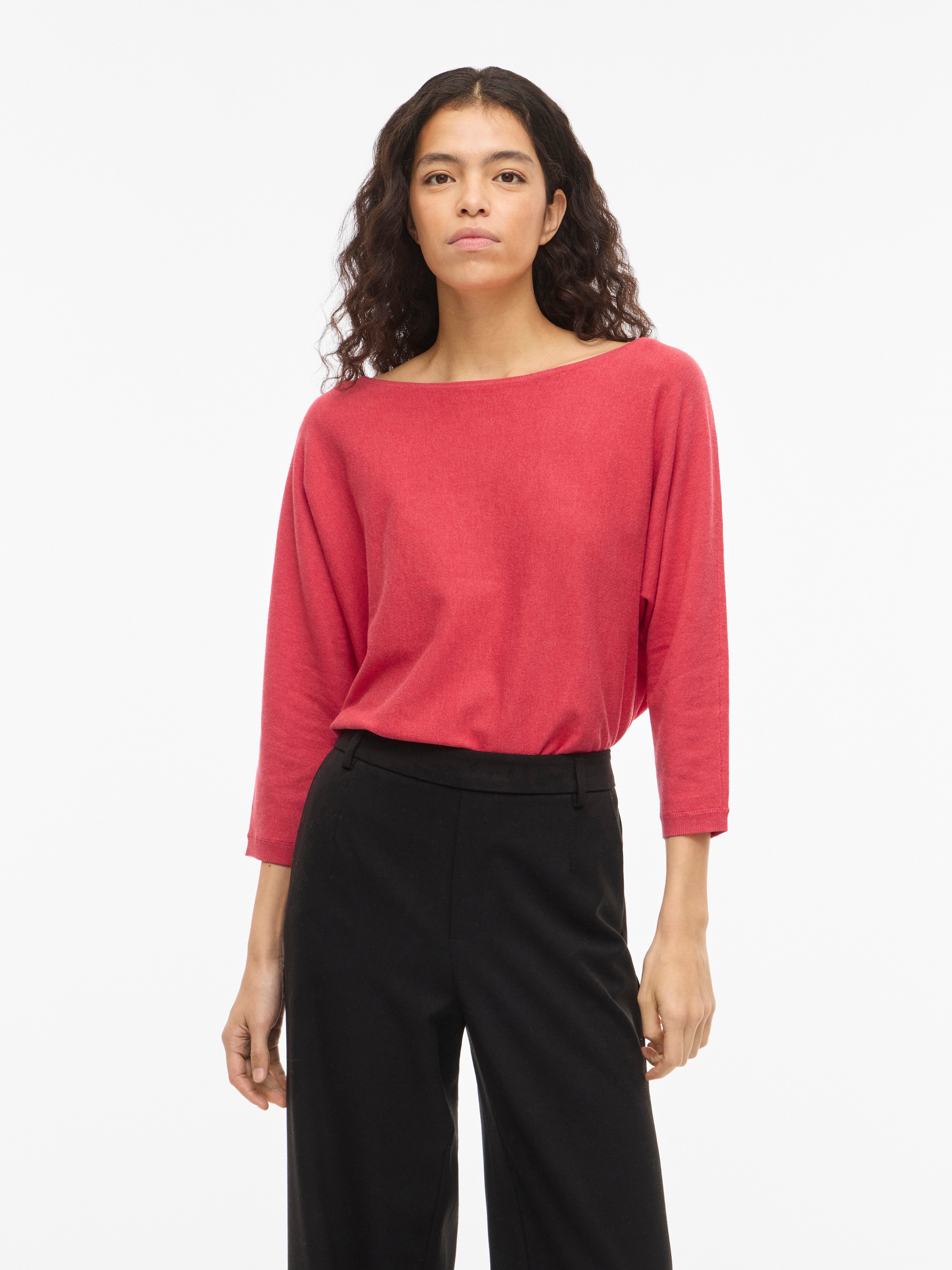 Vila 3/4 Arm-Pullover VIMALU BOATNECK 3/4 SLEEVE KNIT TOP-NOOS Materialmix, günstig online kaufen