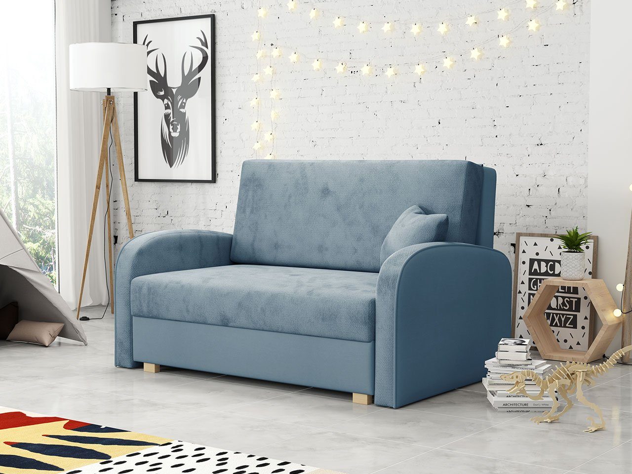 MIRJAN24 Schlafsofa Viva Soft II, mit Bettkasten und Schlaffunktion, 2 Sitzer Polstersofa inkl. Kissen, Wohnlandschaft Mono 239 + Sorriso 14