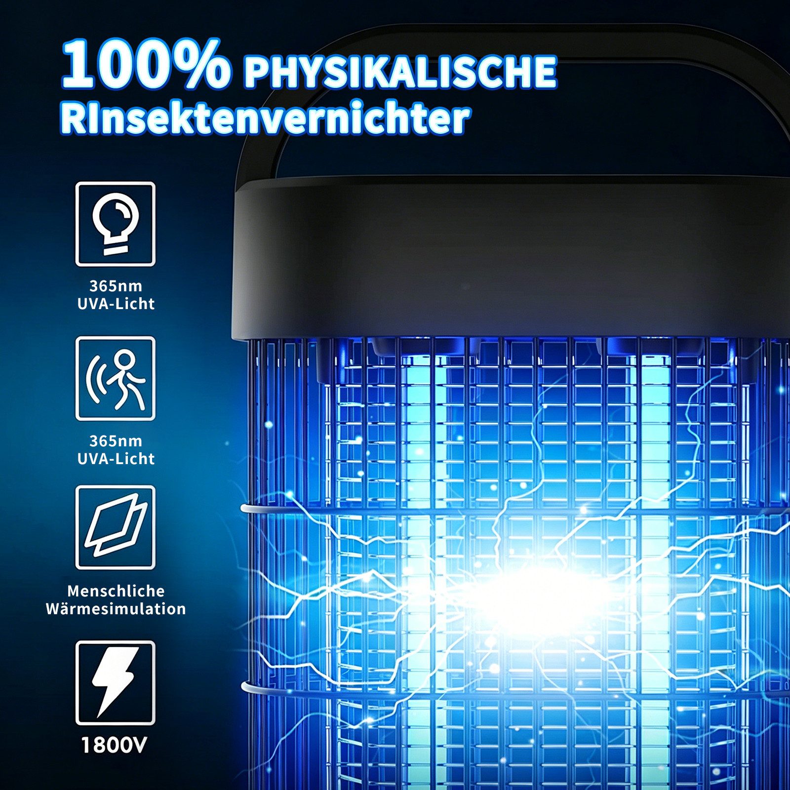 Fofile Insektenvernichter 18W Elektrischer Insektenfalle Mückenlampe mit UV Lampe, Elektrisch Insektenfalle 80, Effektive Fliegenfalle für Innen