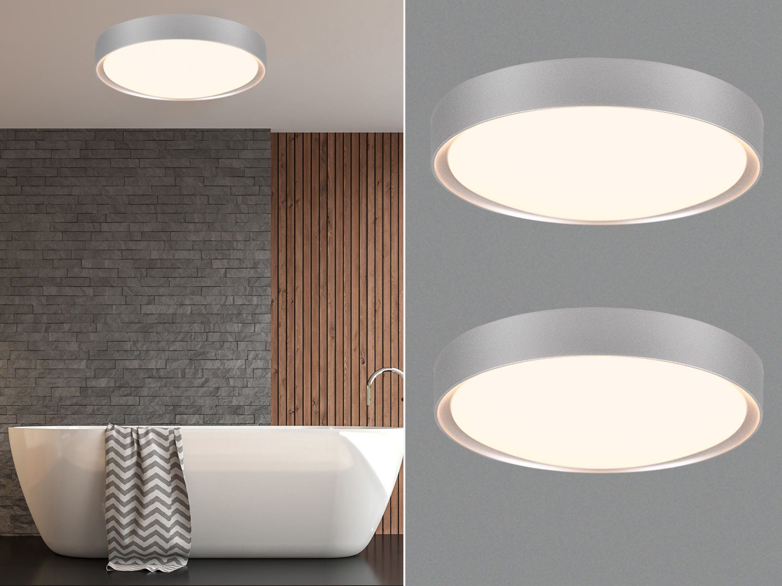 LED Wohn Schlaf Bade Zimmer Beleuchtung Design Bad Lampen Decken Leuchte Silber 