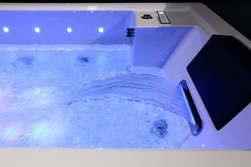 SPAVIDA® Whirlpool-Badewanne Napoli Whirlsystem Deluxe 185x120cm 45 Düsen, Champagner Luftdüsen, Akupunktur-Rückendüsen, 2 x Nackenwasserfall