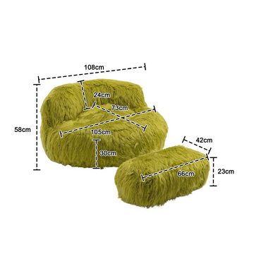 Flieks Sitzsack (Set, 2 St., mit 1 Hocker), Bean Bag Plüsch Bodenkissen Lounge Sitzhocker Relax-Sessel Gamingstuhl