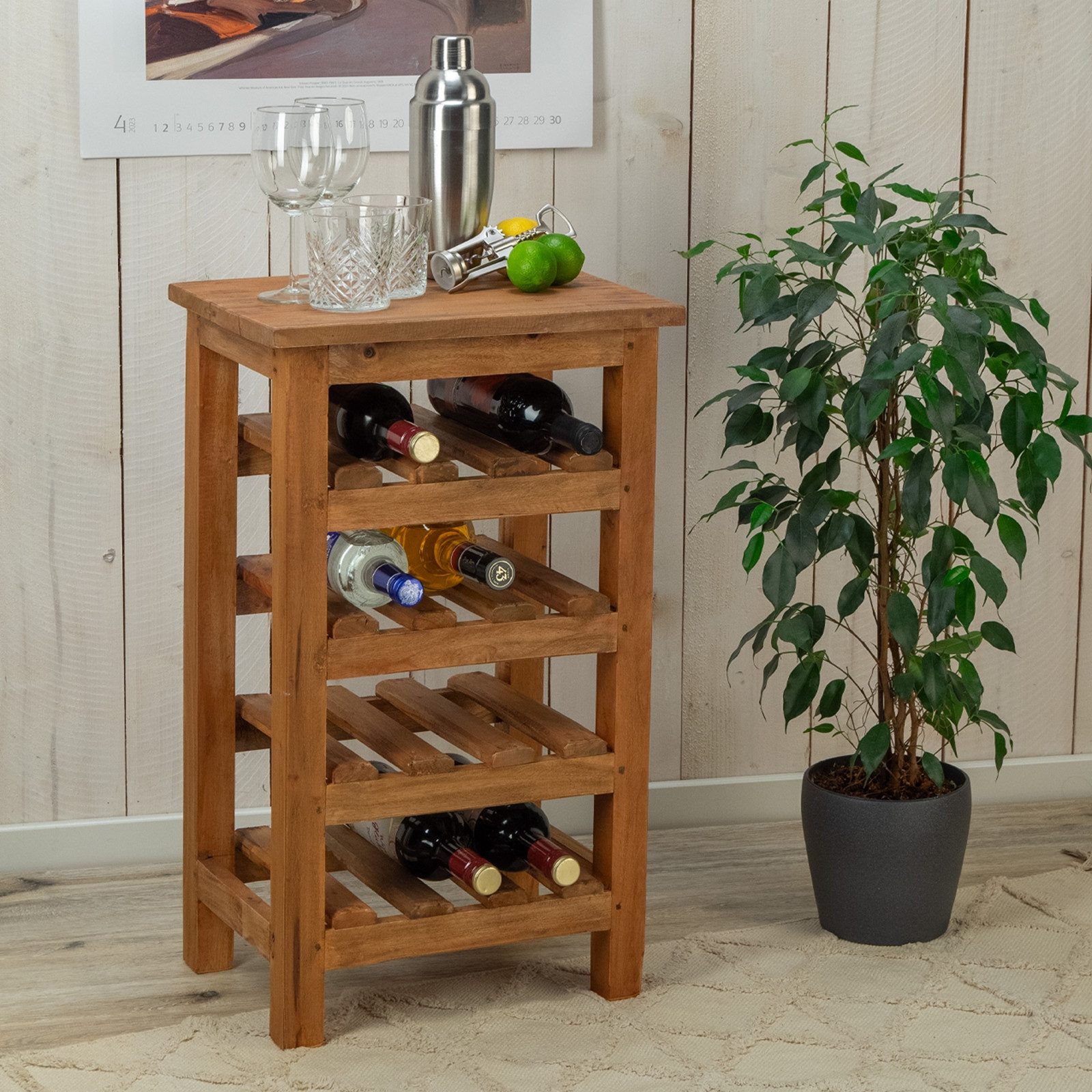 CREEDWOOD Weinregal WEINREGAL "BURGOS", Massivholz, 69cm, Natur Flaschenregal