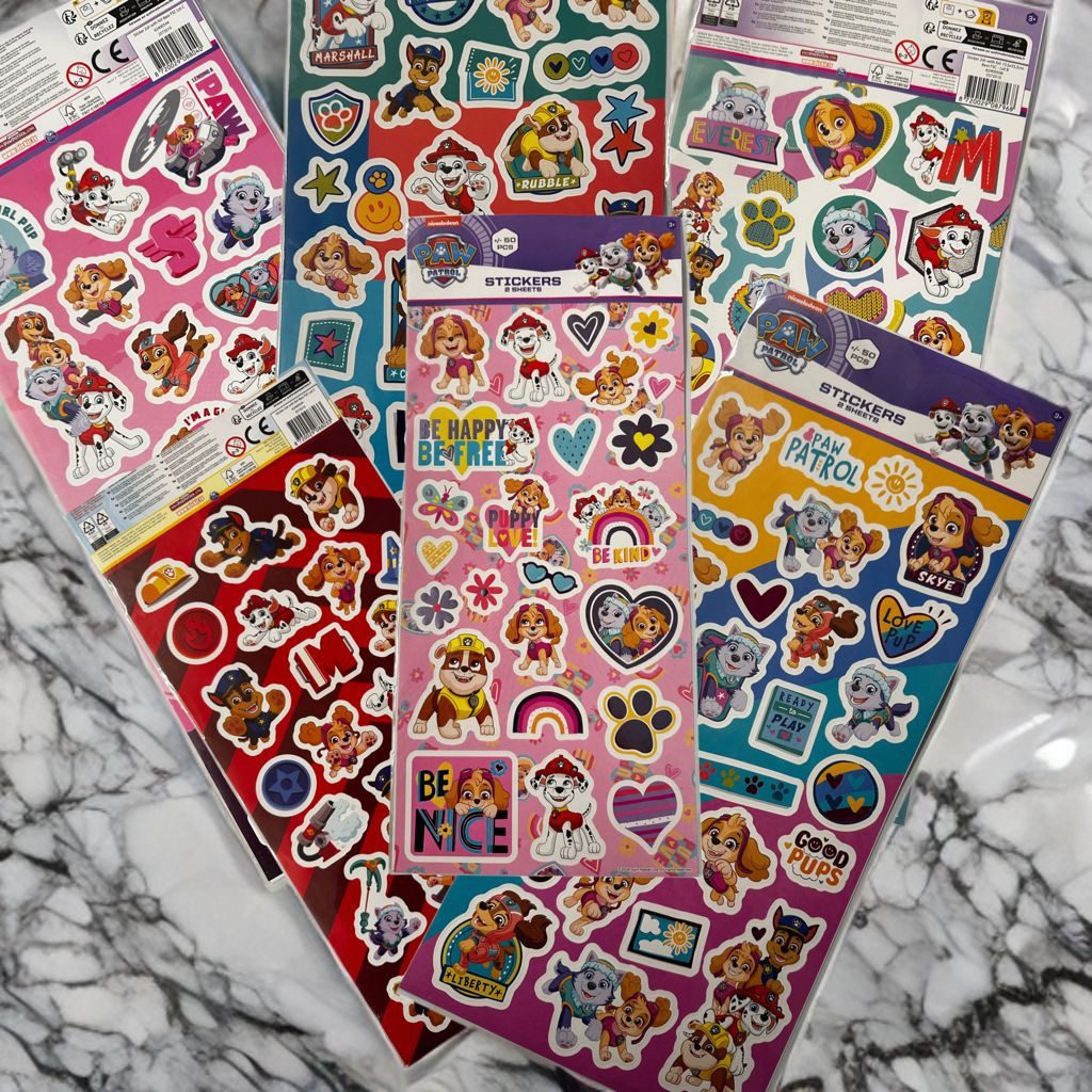 Nickelodeon Sticker Paw Patrol Aufkleber 2 Bögen über 50 Sticker Klebebilder blau pink, (Set 2-tlg), Chase,Marshall,Rubble,Skye und Rocky Geschenke für Jungen und Mädchen