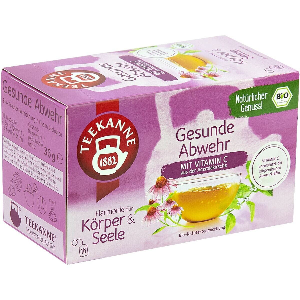 TEEKANNE Tee BIO Gesunde Abwehr, 18 Beutel, Kräuterteemischung mit Vitamin C