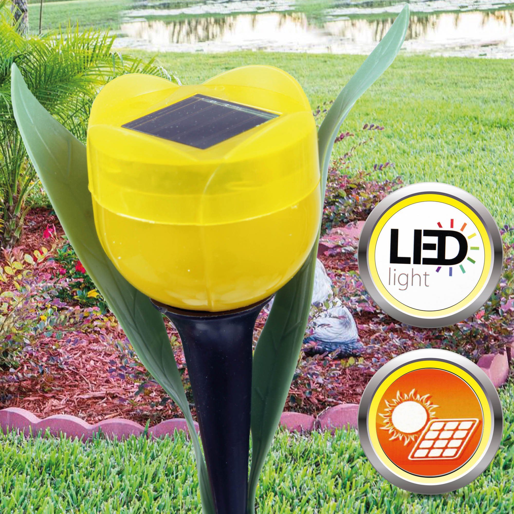 Gelb 30cm Bestlivings Solarleuchte fest LED festintegriert, Tulpensticks-05011, Solarlampe, Tulpenoptik LED Höhe) LED Tageslichtweiß, integriert, Gartenlampe(ca.