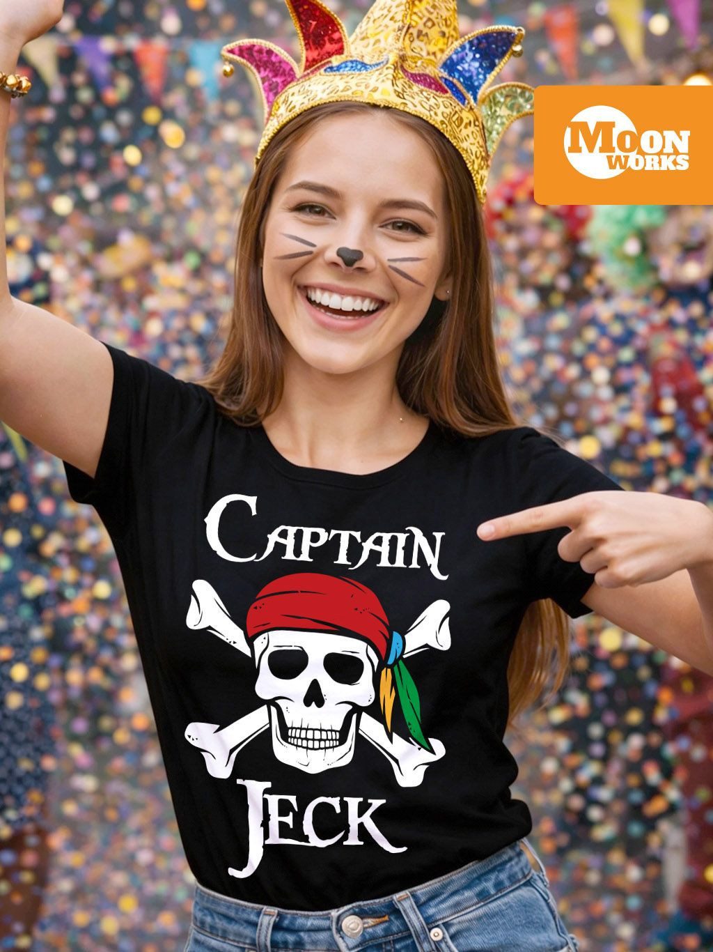 MoonWorks Print-Shirt Damen T-Shirt Fasching Karneval Pirat Captain Jeck Ko günstig online kaufen