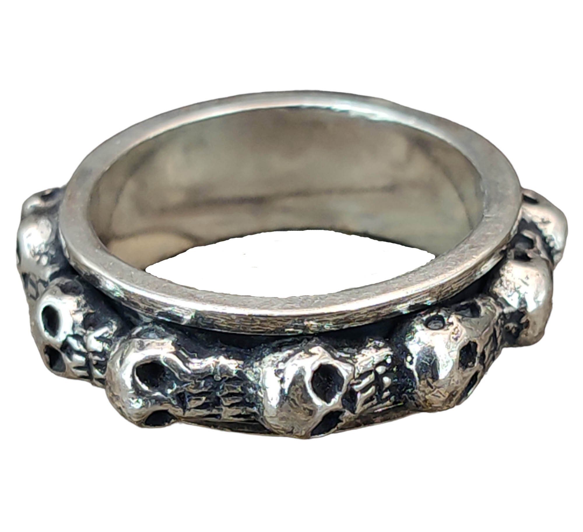 Kiss of Leather Silberring Drehring Totenkopf, Gr. 54-78 (tk9) - Silber