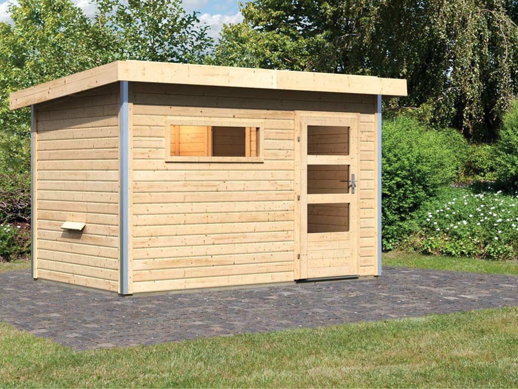 Swedheat Saunahaus KARIBU Saunahaus Enns 38 mm fuer 1-2 Personen, BxTxH: 337 x 196 x 228 cm, (Sparset, inkl. 9 kW Ofen mit int. Steuerung und Silikonkabel)