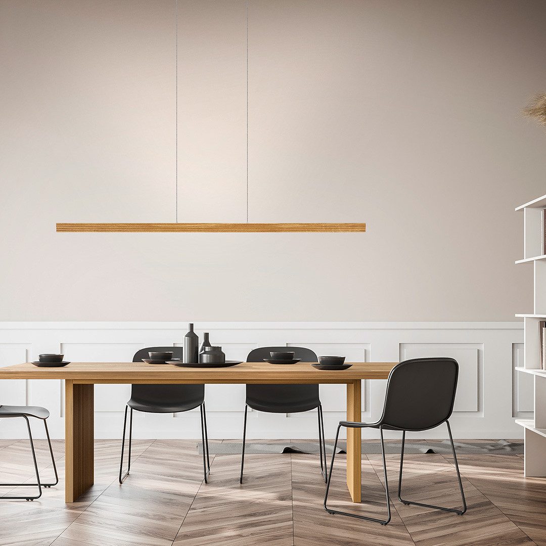 HerzBlut LED-Hängeleuchte Hermann mit Rollizug, Alu LED-Leiste Acryl satiniert