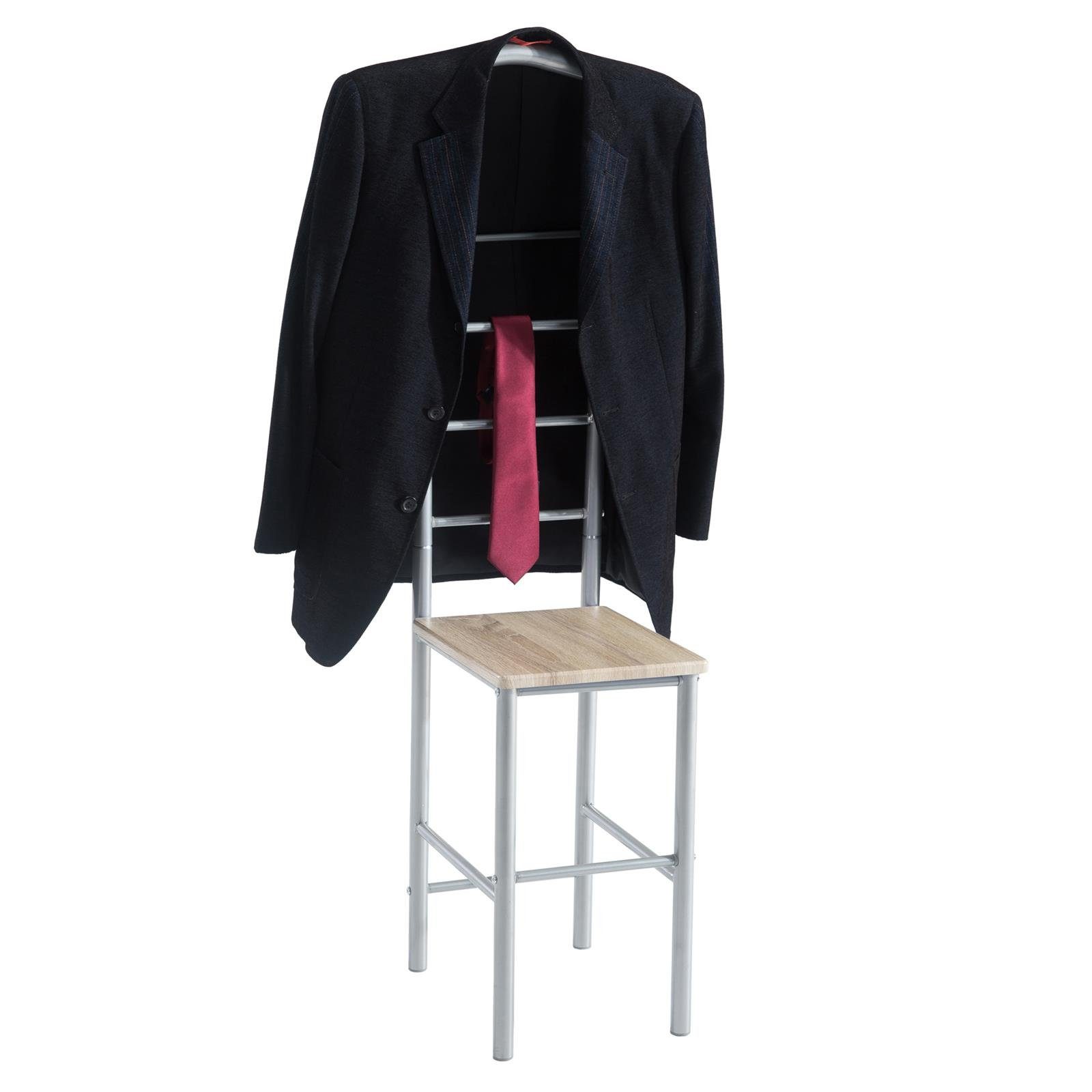 CARO-Möbel Herrendiener JIVO, Stummer Diener mit Hosenbügel Kleiderablage aus Metall sonoma eiche