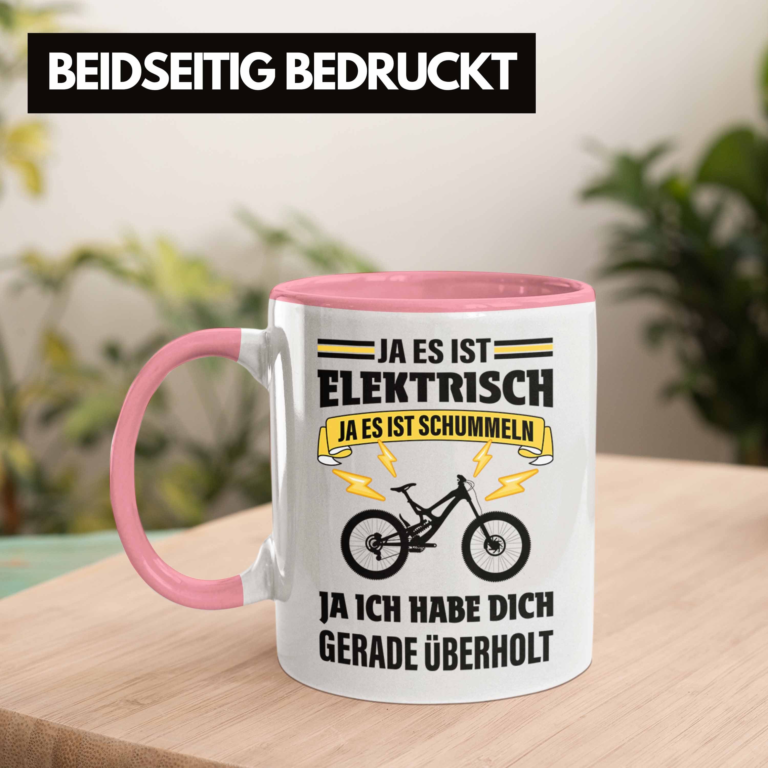 Ebike mit Trendation Geschenke Spruch Rosa - Trendation Tasse Elektrofahrrad Tasse Geschenk E-Bike Kaffeetasse Lustige