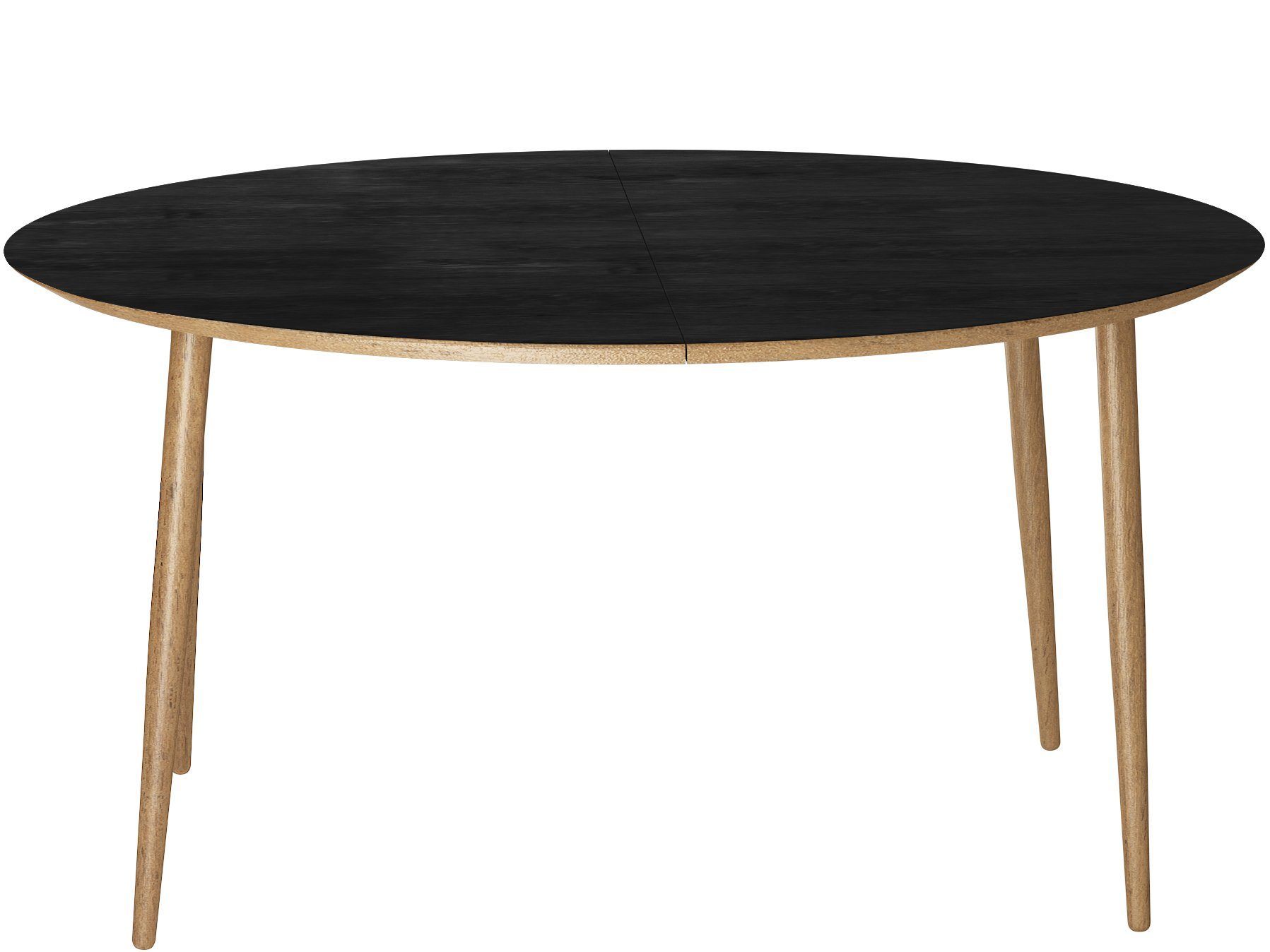 loft24 Esstisch Malthe, im Ø120 ovaler cm Stil, Tischbeine aus schwarz Eiche, Tischplatte mit Nordic