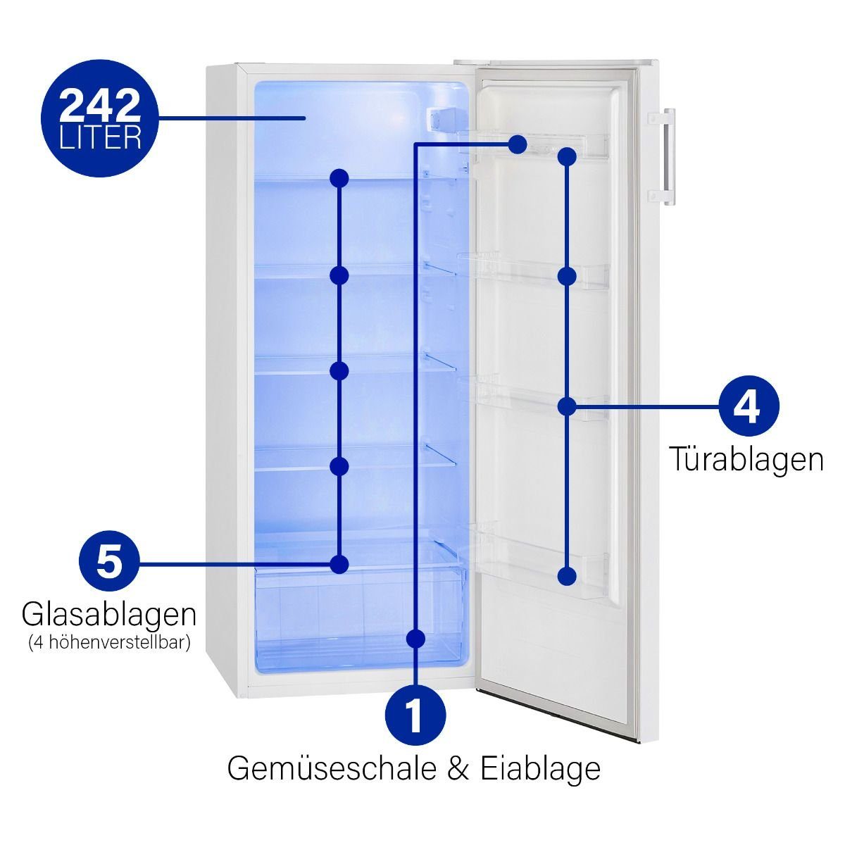 BOMANN Kühlschrank VS breit 7316, 134.4 weiß cm cm hoch, 55.0