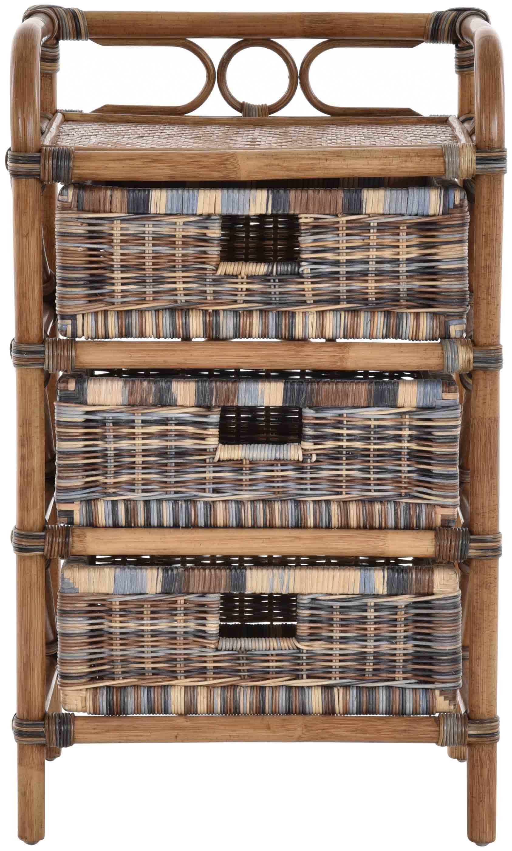Krines Home Badregal Rattan Standregal Kommode Rattan Korb Regal Badregal mit 3 Schubladen, Handgearbeitet – Bild 2 von 5